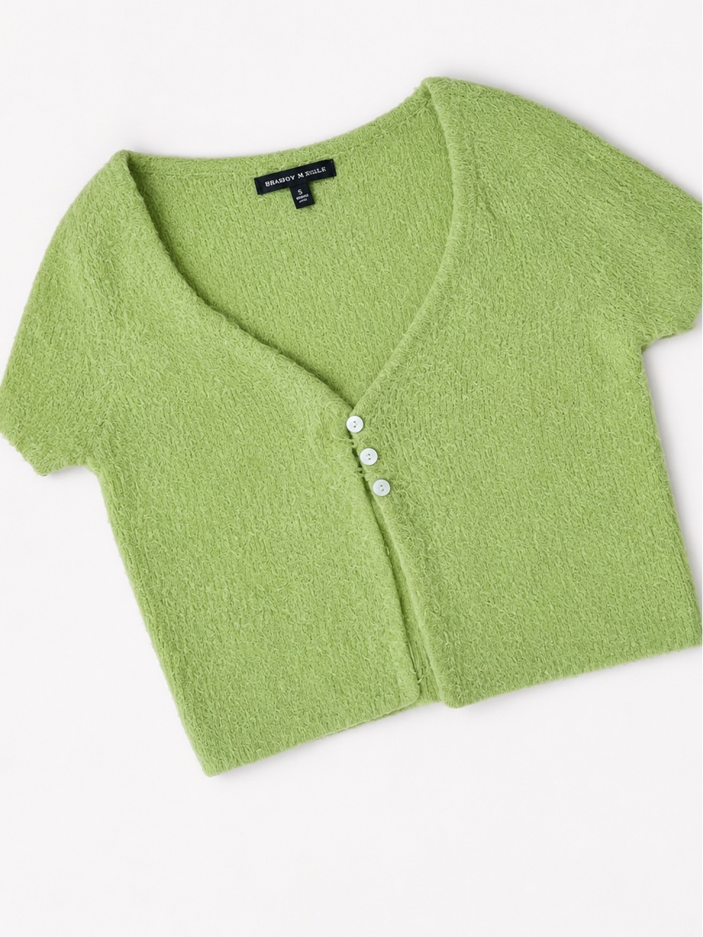 Kendall & Kylie Lime Green Short Sleeve Cropped Cardigan